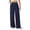 Dark Blue, variant on Women High Waist Pleated Wide Leg Suit Pants, Side Elastic Button Waist Drape Soft Woven Trousers, Solid Loose Dress Pants for Office Daily Commute Casual Outfits