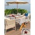 thumbnail image 4 of Outdoor Tablecloth with Umbrella Hole and Zipper, Texas Star Vintage Rectangle Table Cloth 60x120 Inch Waterproof Tablecloth, Red Retro Berry Beige Wooden Picnic Table Cover for Patio Camping, 4 of 7