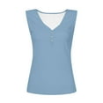 thumbnail image 4 of JGGSPWM Women's V Neck Summer Tank Tops Sleeveless Ribbed Button Casual Henley Shirts Light Blue XL, 4 of 5