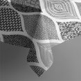 thumbnail image 6 of Black and White Geometric Quatrefoil Pattern Rectangle Tablecloth 60"x120",Waterproof Polyester Rectangle Table Cloth, Wipeable Spillproof Polyester Tablecloth for Dining, Camping, Indoor and Outdoor, 6 of 6
