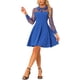 thumbnail image 2 of INSPIRE CHIC Vestido de fiesta con cuello plano de malla y mangas transparentes en azul real S, 2 of 5