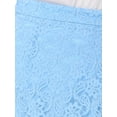 thumbnail image 5 of Women's Lace Floral Skirts Ruffle Hem High Waist Cocktail Midi Skirt L Light Blue, 5 of 6
