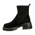 thumbnail image 2 of Taylonsss Women's Chunkys Heel Round Toe Ankle Boots with Knit Patchwork for Fall and Winter Comfortable Pull-On Style with All-Day Comfort, 2 of 8