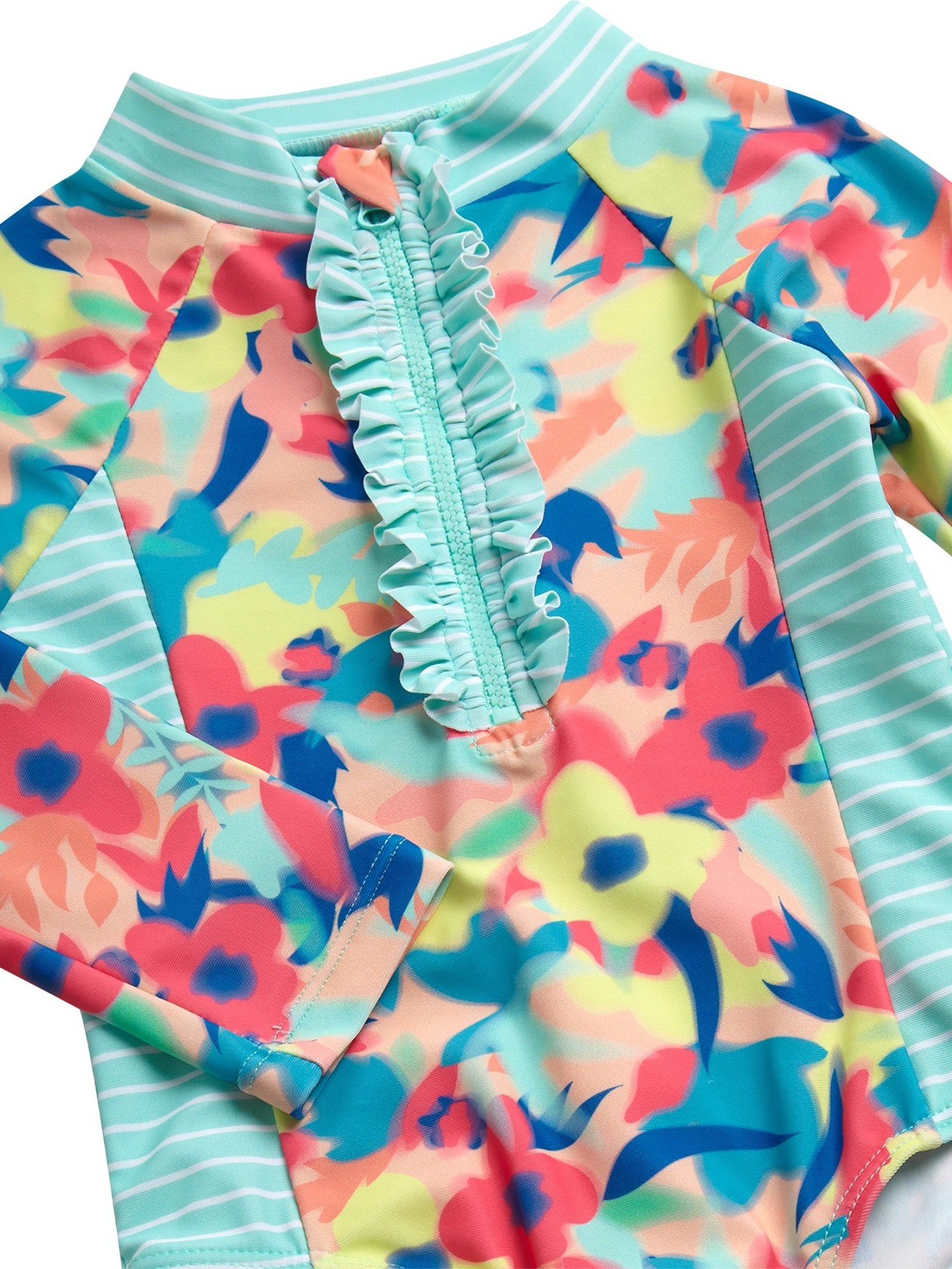 Jessica Simpson Toddler Girls' Rashguard Swimsuit with Hat, Sizes 12M-24M