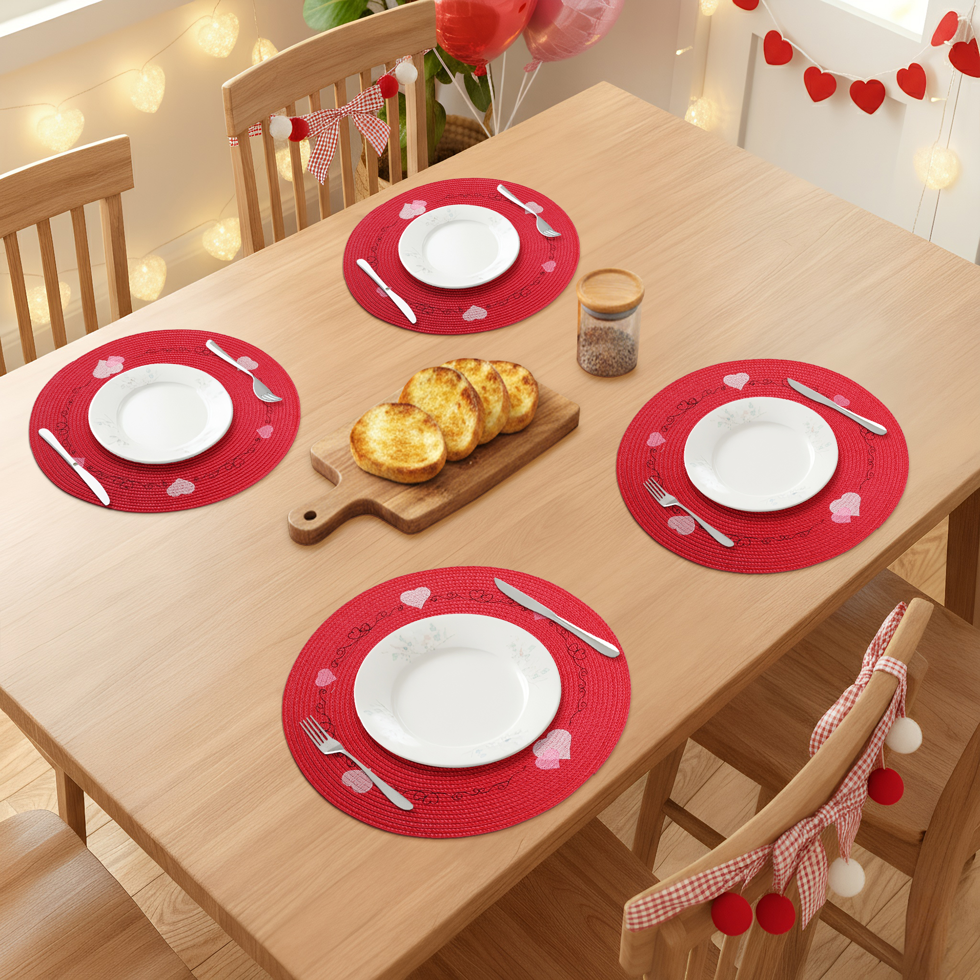 Unique Bargains Farmhouse Solid Placemats Set of 6 Woven for Dining Table Decor Heart
