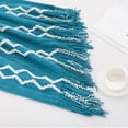 thumbnail image 5 of Bourina Fluffy Chenille Knitted Fringe Throw Blanket Lightweight Soft Cozy for Bed Sofa Chair Throw Blankets, Teal 50" x 60", 5 of 8