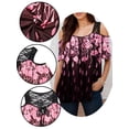 thumbnail image 5 of Lapaplus Plus Size Women's Cold Shoulder Lace Blouse - Floral Print Jersey Fabric Tops for 2025 Summer Casual & Party Wear, 5 of 5