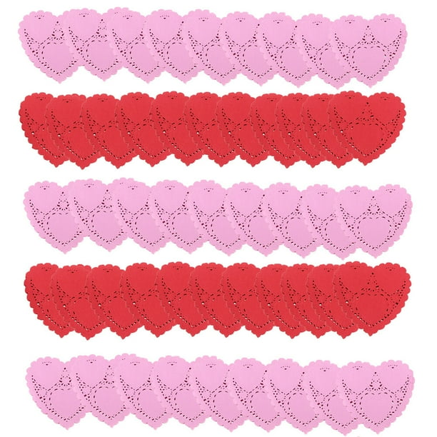 200 hojas de tapetes de papel con forma de corazón con encaje de comida, decoraciones románticas para pasteles