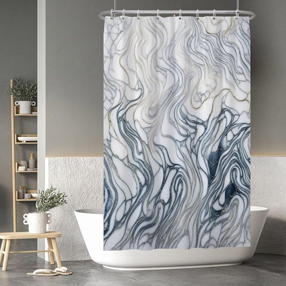 Nature Landscape Shower Curtain Summer Forest River Jungle Waterfall Lake Window Scenery Shower Curtains Decorative for Bathroom Waterproof Fabric Shower Curtain with Hooks 48x72 Inches