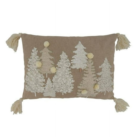 Saro Lifestyle Embroidered Trees Poly Filled Throw Pillow