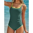 thumbnail image 4 of Asoul Ribbed One Piece Color Blocked Swimsuits for Womens Slimming Swimwears Tummy Control Swimming Suits Monokini Bathing Suits, 4 of 7