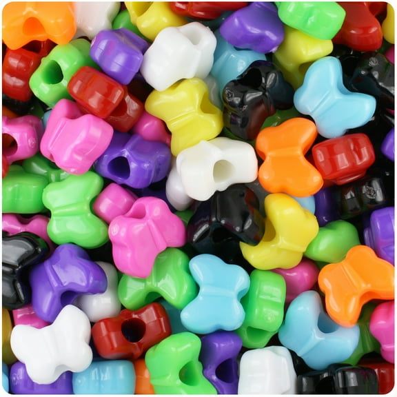BeadTin Opaque Multi 13mm Butterfly Pony Beads (250pcs)