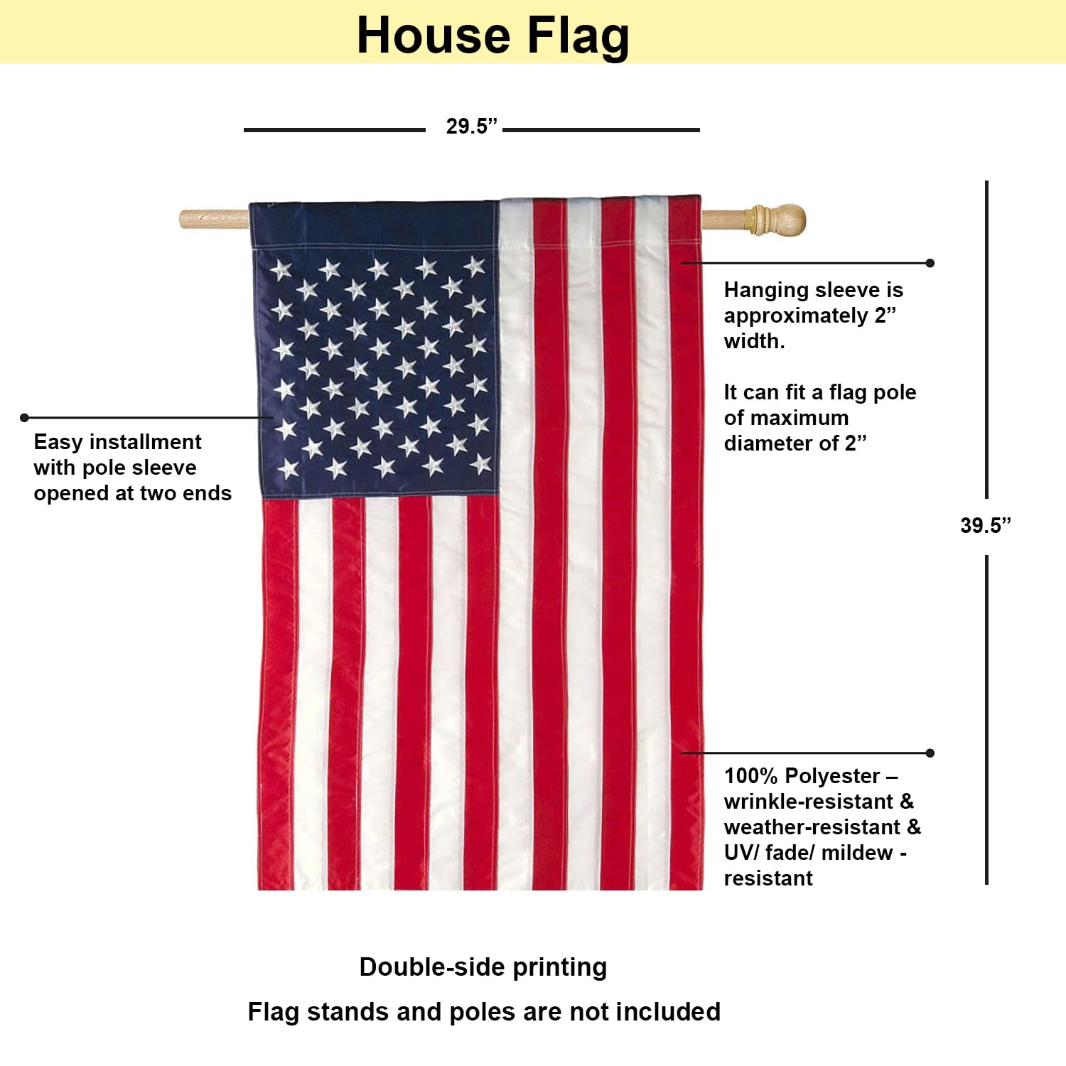 Lotusprint LLC Patriotic America Eagle Polyester Vertical House Flag 29.5 x 39.5 inches, America Eagle US Flag