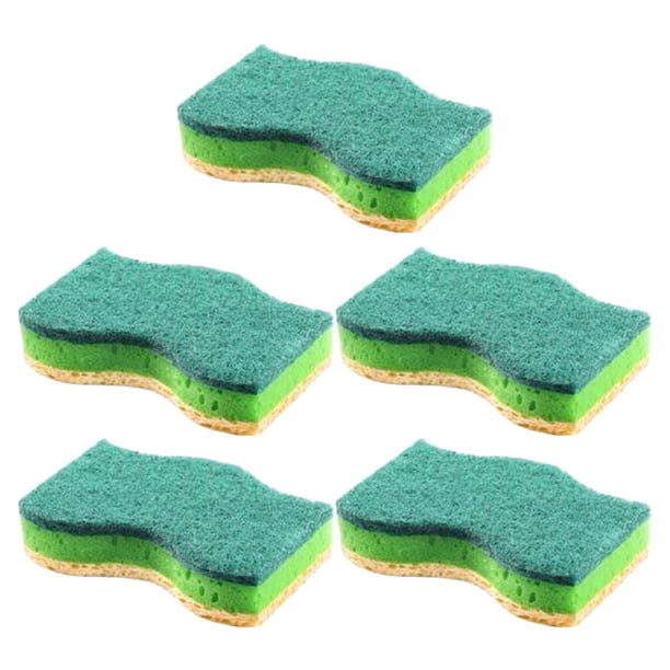 5pcs plato limpio cubiertos de toallas lavar esponja de madera de madera de madera limpieza de platos de esponja