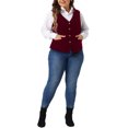 thumbnail image 2 of Plus Size Vests for Women Waistcoat Steampunk Velvet Sleeveless Button Down V Neck Suit Vests 1X Burgundy, 2 of 6