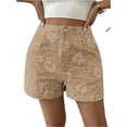 thumbnail image 2 of Women's Floral Jacquard Shorts Summer High Waisted Wide Leg Trouser Casual Pants with Pockets, 2 of 6