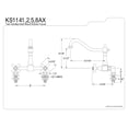 thumbnail image 3 of Kingston Brass KS1141AX Double Handle 8 in. Bridge Deck Mount Kitchen Faucet, 3 of 3
