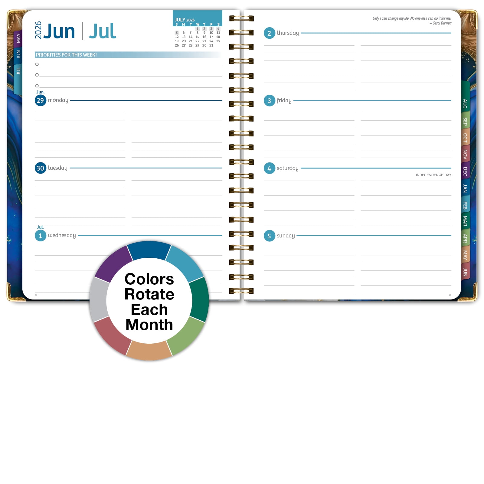 2026-2027 Excello Brands 8.5" x 11" Academic Year Hardcover Fashion Planner, Weekly/Monthly, 14 Month, Dark Blue Marble