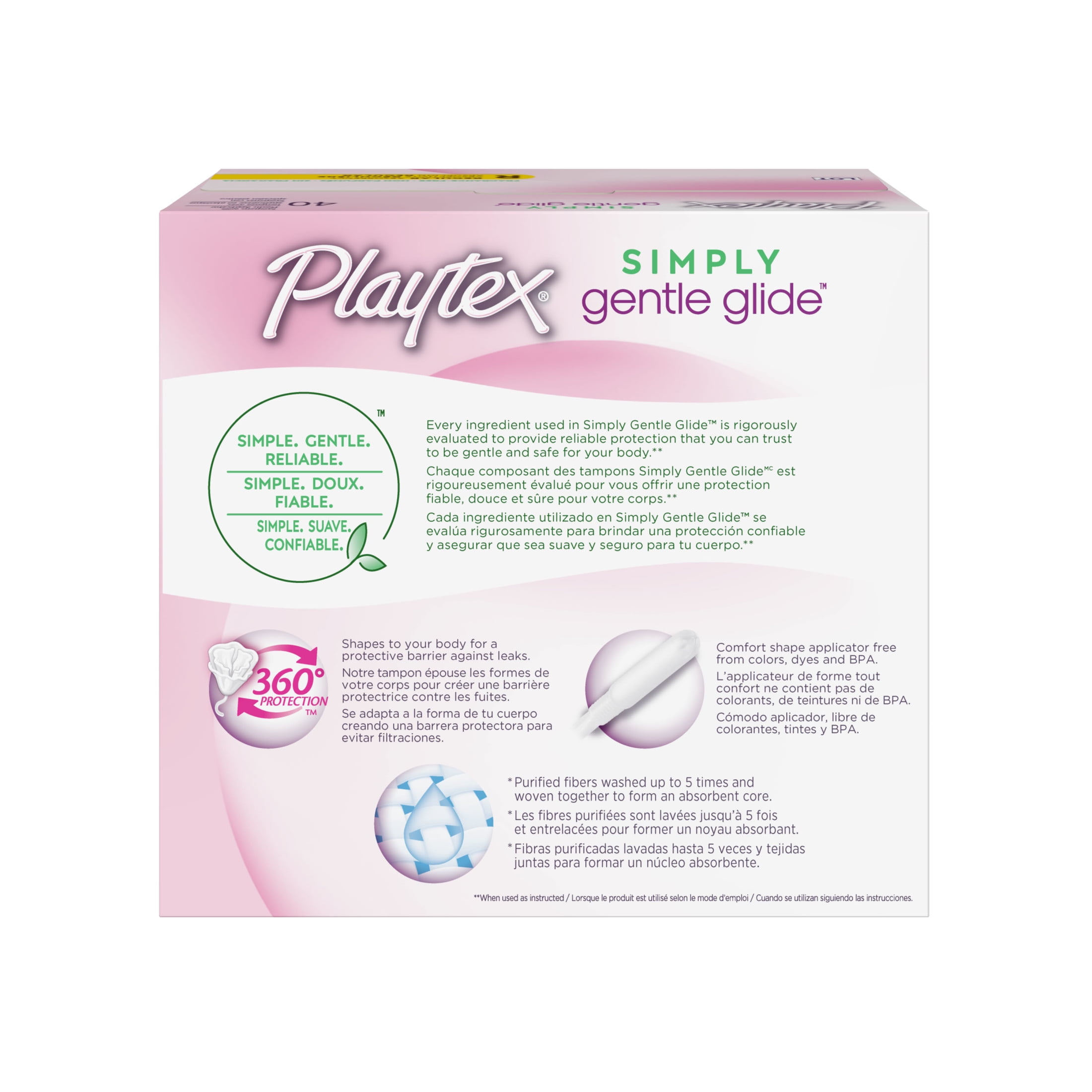 Playtex Simply Gentle Glide Tampons, Unscented, Regular, 40 Ct