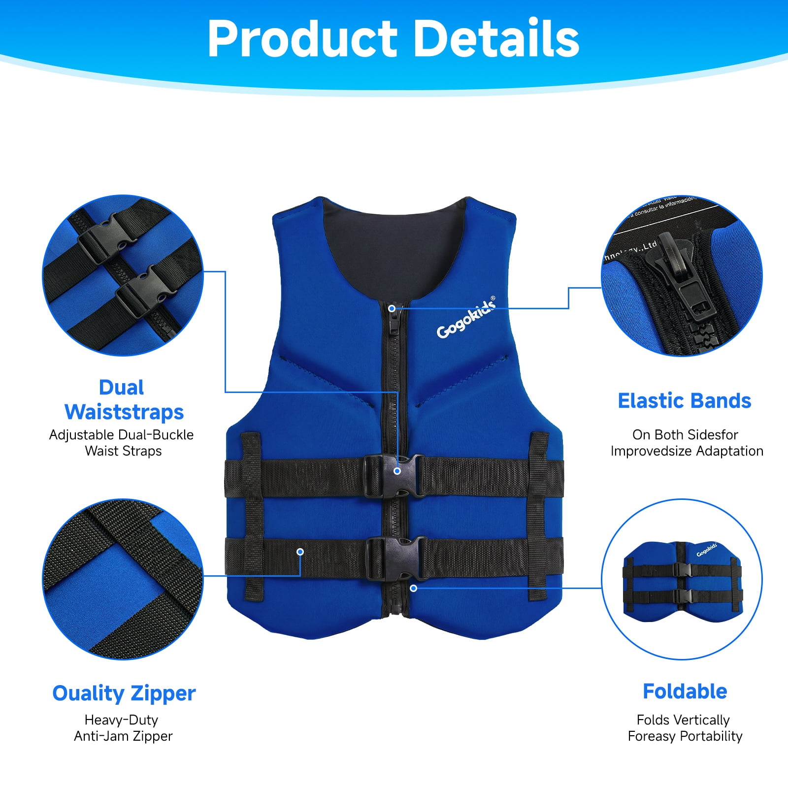Gogokids Life Jacket Swim Vest for Adult Women men,Foldable Buoyancy Vest with Dual Buckle,Float Jacket for Boating,Kayaking,Swimming,Paddle and Fishing