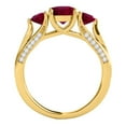 thumbnail image 3 of Mauli Jewels Rings for Women 1.56 Carat Diamond And Round Shaped Created Ruby Ring 4-prong 10K Yellow Gold, 3 of 6