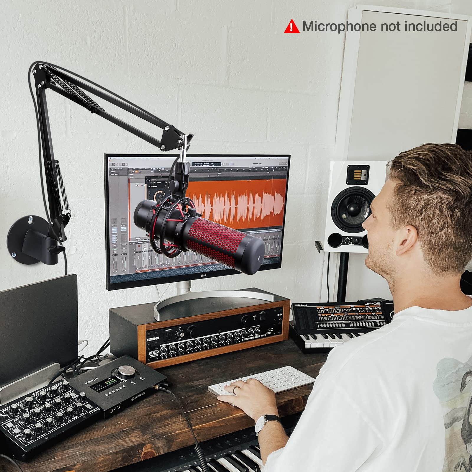 YOUSHARES Mic Stand - Microphone Arm with Upgraded Heavy Duty Clamp, Wall Mount and Universal Mic Holder for Blue Yeti / QuadCast ＆ Other Mics