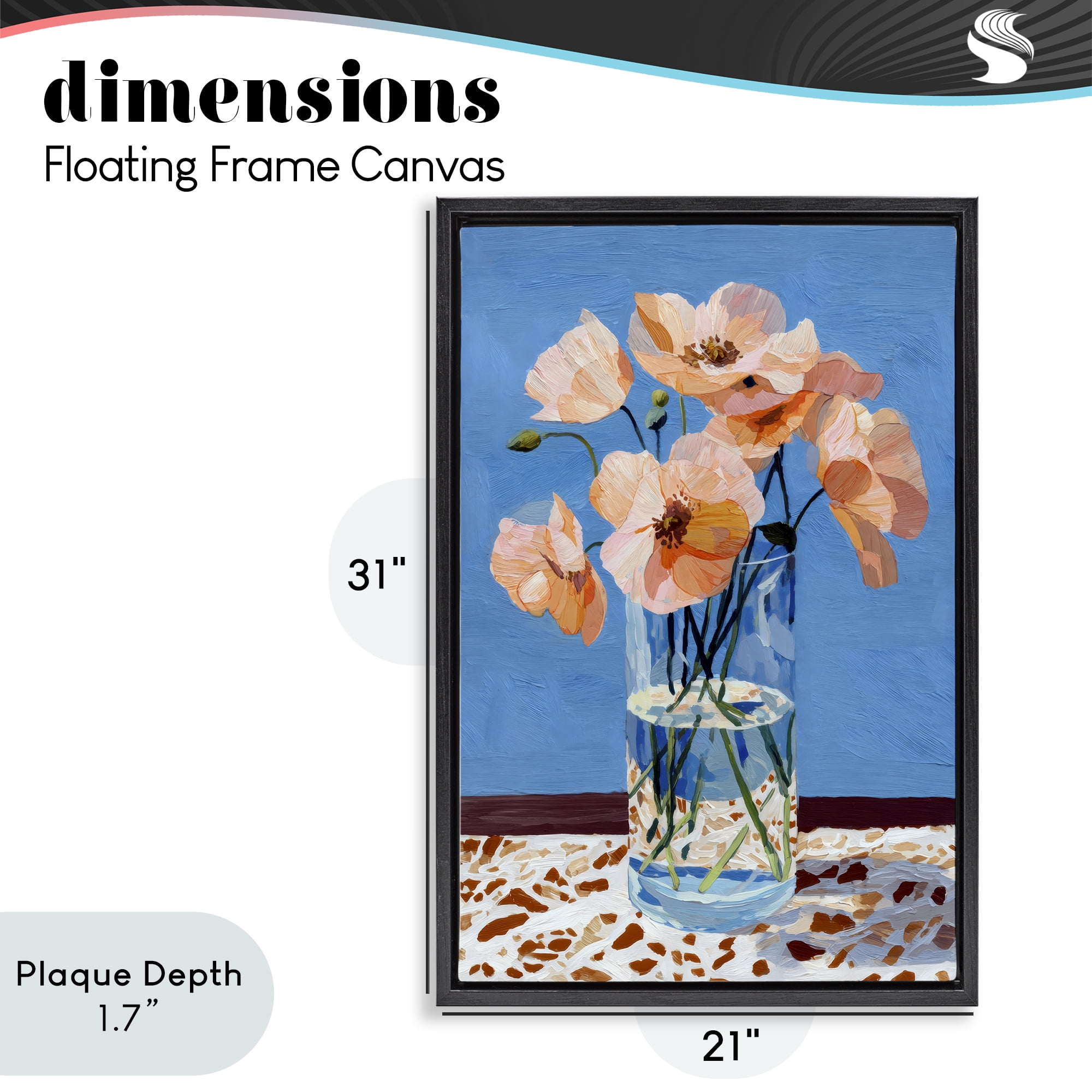 Stupell Industries Bright And Pink Poppies Black Framed Floater Canvas Wall Art, design by Petal Prints Design