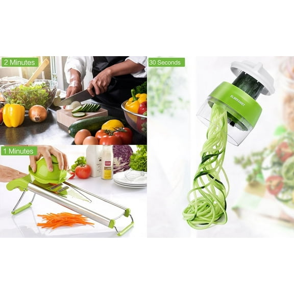 Handheld Spiralizer Vegetable Slicer, 4 in 1 Heavy Duty Veggie Spiral Cutter - Zoodle Pasta Spaghetti Maker