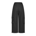 thumbnail image 7 of lulshou Womens Cargo Pants Mid Waist with Pocket Overalls Casual Pants Spring Summer Wide Leg Cargo Pants Business Work Pants, 7 of 7