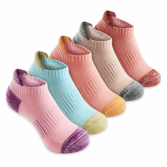FLORNIX Womens Ankle Anti-Blister Thick Cushioned Gym Socks, Fashionable Wicking Athletic Running Socks 5 Pairs