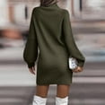 thumbnail image 4 of CharmCyan Women's Knitted Dress Turtleneck Winter Sweater Dress Knitted Dresses Midi Plain Long Wool Dress Dark Green 2XL, 4 of 8