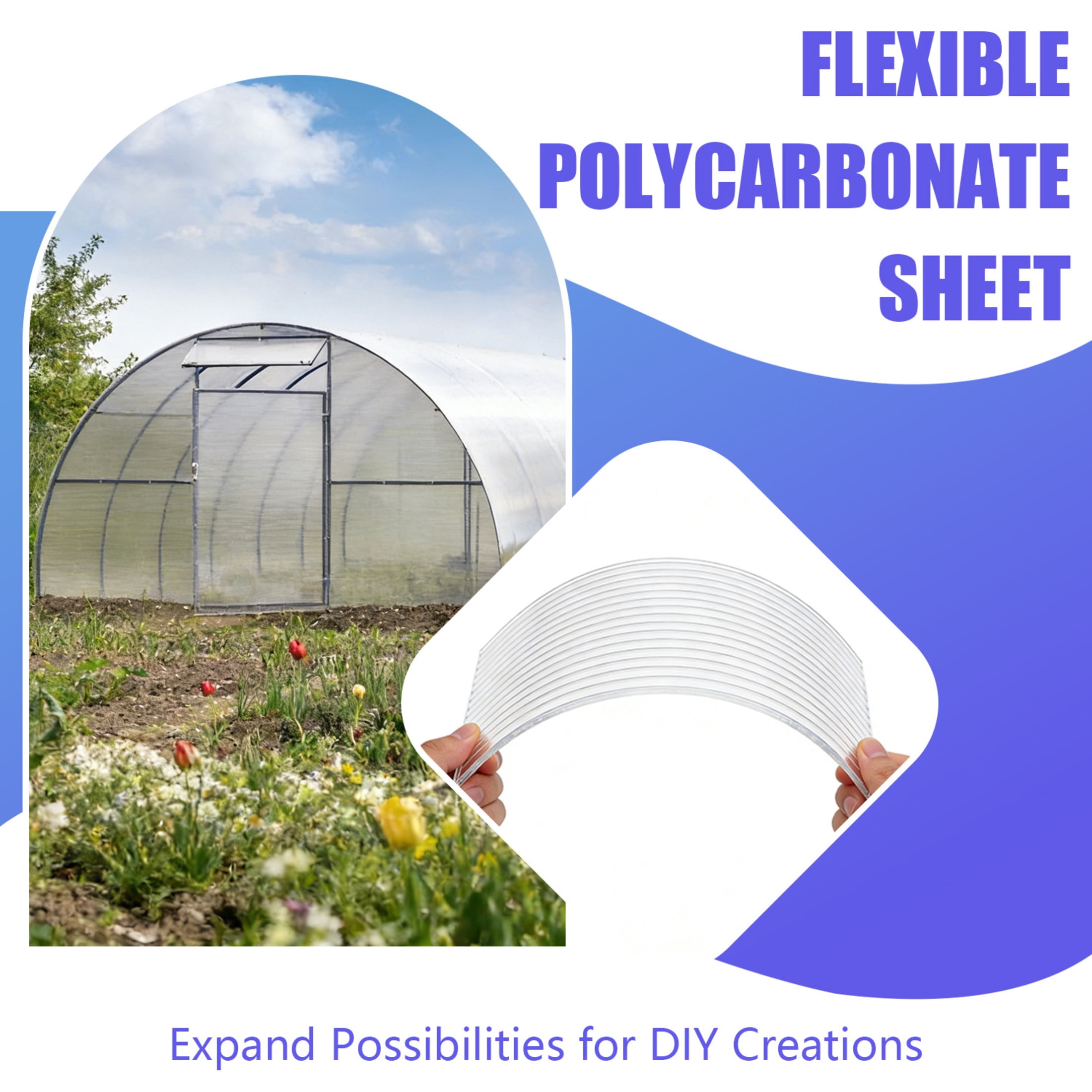 Noble House 6 Pack Twin-Wall Polycarbonate Greenhouse Panels, 5 ft x 2 ft UV-Protected Sheets, Transparent
