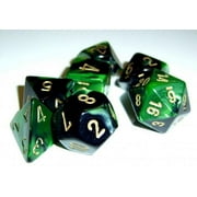 Chessex Manufacturing 26839 D6 Cube Gemini Set Of 36 Dice, 12 mm - Black & Green With Gold Numbering