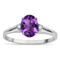 thumbnail image 2 of Star K � Oval 8x6 Genuine Amethyst Split Shank Three Stone Engagement Promise Ring, 2 of 9