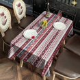 thumbnail image 2 of Red Christmas Folk Pattern Rectangle Tablecloth 60"x102",Waterproof Polyester Rectangle Table Cloth, Wipeable Spillproof Polyester Tablecloth for Dining, Camping, Indoor and Outdoor, 2 of 6