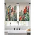 thumbnail image 3 of Summer Botanical Semi Sheer Window Curtains 45 Inches Long, Tropical Plants Birds Farmhouse Rod Pocket Voile Silky Chiffon Curtain Light Filtering Drapes for Living Room, Kitchen, 52"x45", 2 Panels, 3 of 9