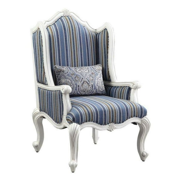 Bowery Hill Transitional Chair with pillow in Fabric and White Finish