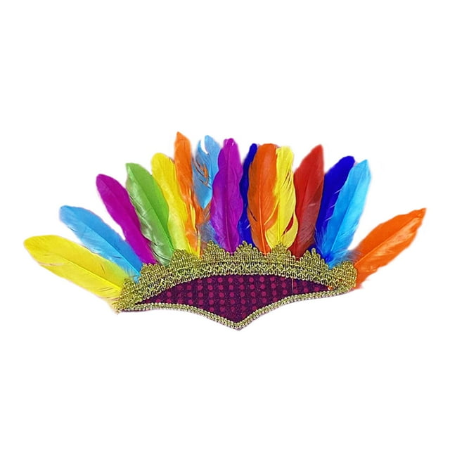 Diadema de plumas artificiales para niños, ideal para espectáculos de danza y carnaval.