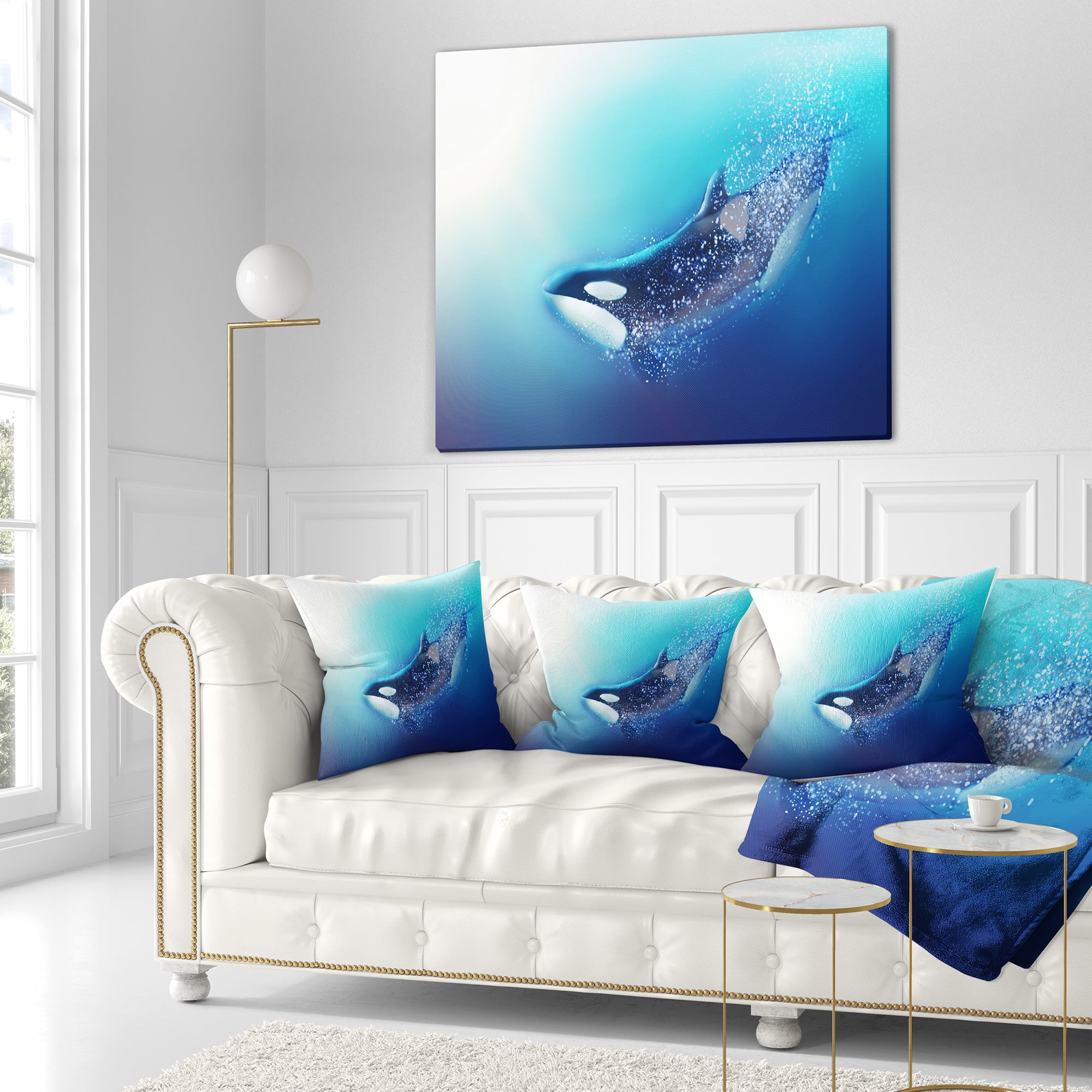 Designart Killer Whale and Sea - Animal Throw Pillow - 18x18