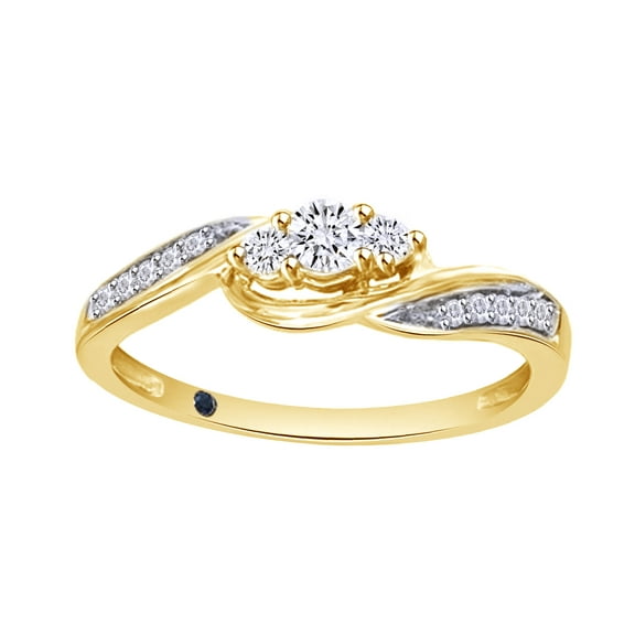 AFFY White Natural Diamond Promise Ring In 10k Yellow Gold (0.2 Cttw)