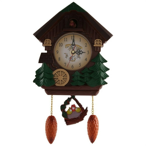 House Shape 8 Inches Wall Clock Clock Vintage Bird Bell Living Room Pendulum Clock Craft Art Clock Home Decor