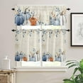 thumbnail image 2 of Blue Pumpkin Kitchen Curtains, Thanksgiving Fall Eucalyptus Leaves Beige 3-Piece Kitchen Curtain Valance and Tiers Set 24 Inch Length, Rod Pocket Half Window Curtains for Cafe Living Room Bathroom, 2 of 6