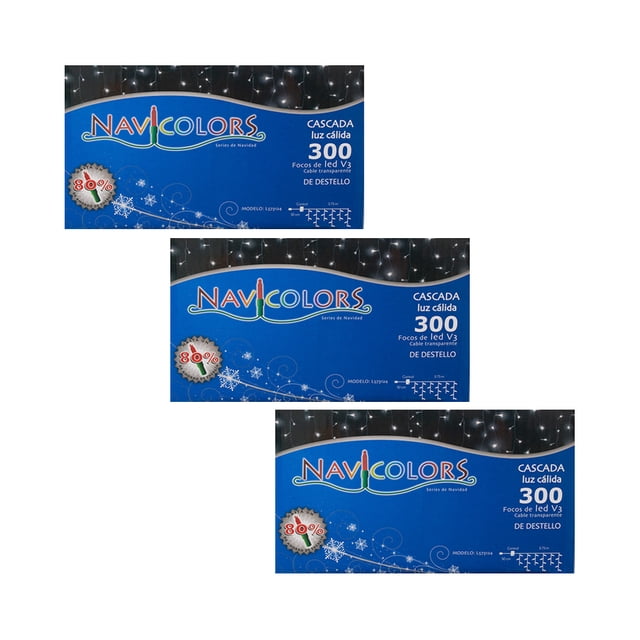 Serie Navideña Luz LED Cálida 300 Focos 3.25 m Importadora La Merced Paquete 3 pz Alta Resistencia