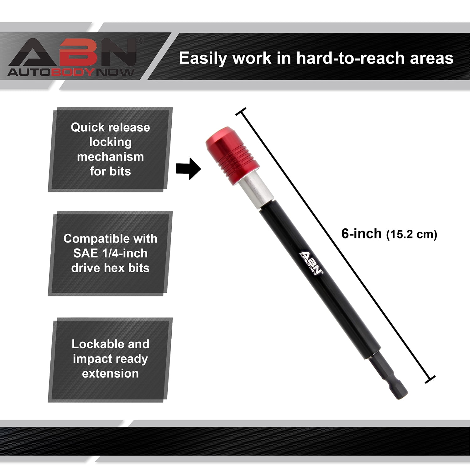 ABN 1/4 Inch Drive 6 Inch Long Drill Quick Change Bit Holder Locking Bit Extension Quick Release for Hex Impact Bits
