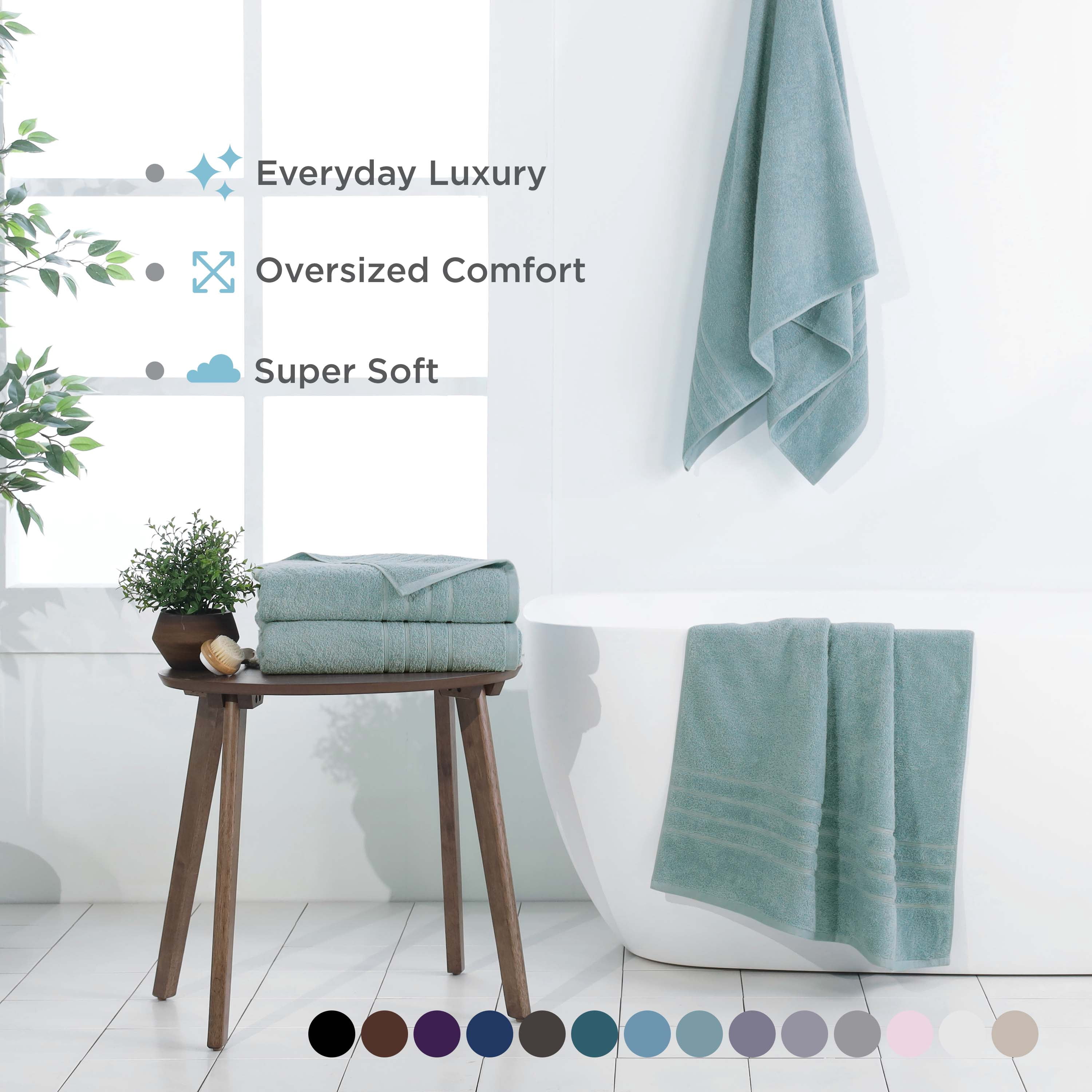 Martex 2-Pack Bath Sheet Set | 100% Cotton Extra Large 33" x 65" Towels | Mineral