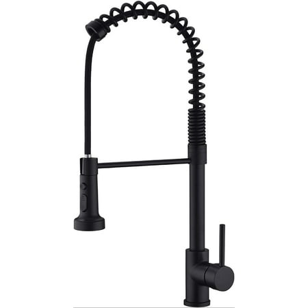 

Kitchen Faucet Black Matte Kitchen Sink Faucet Pre Rinse Single Handle Stainless Steel Spring Kitchen Faucet with Pull Down Sprayer