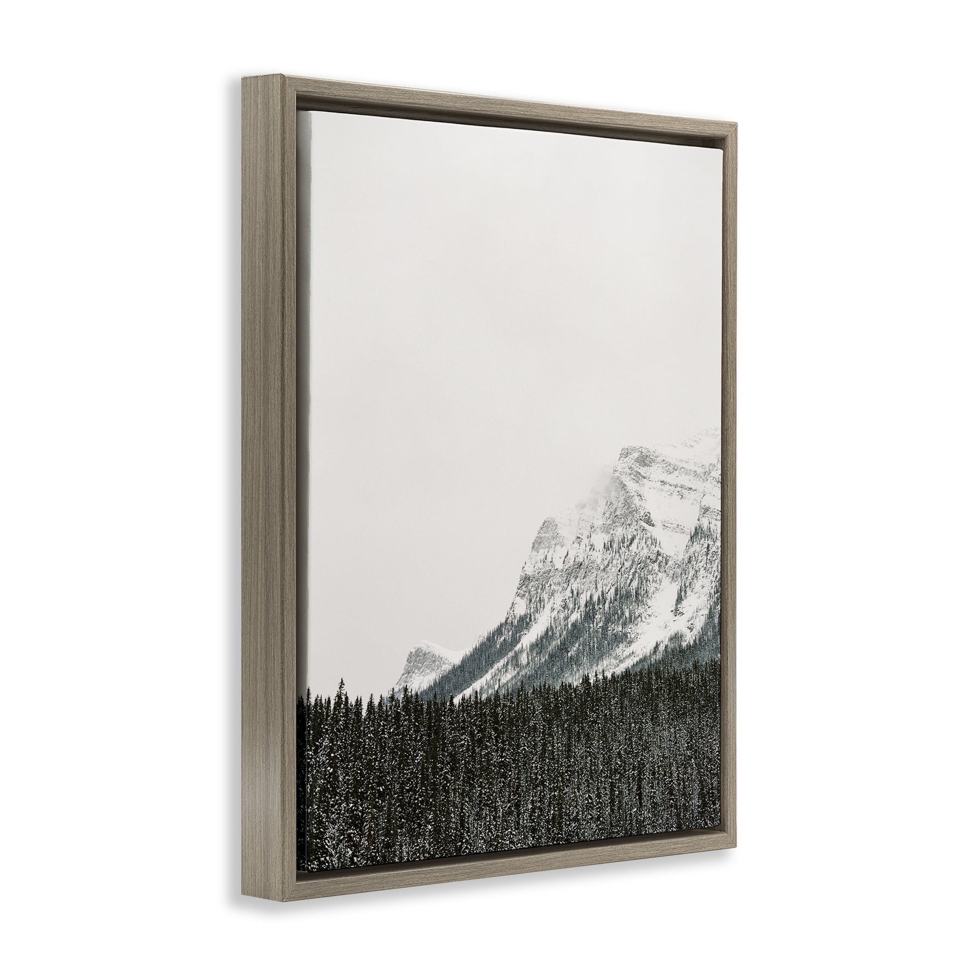 Stupell Industries Distant Snowy Peaks Landscape Photography Brown Floater Framed Art Print Wall Art, 25 x 31