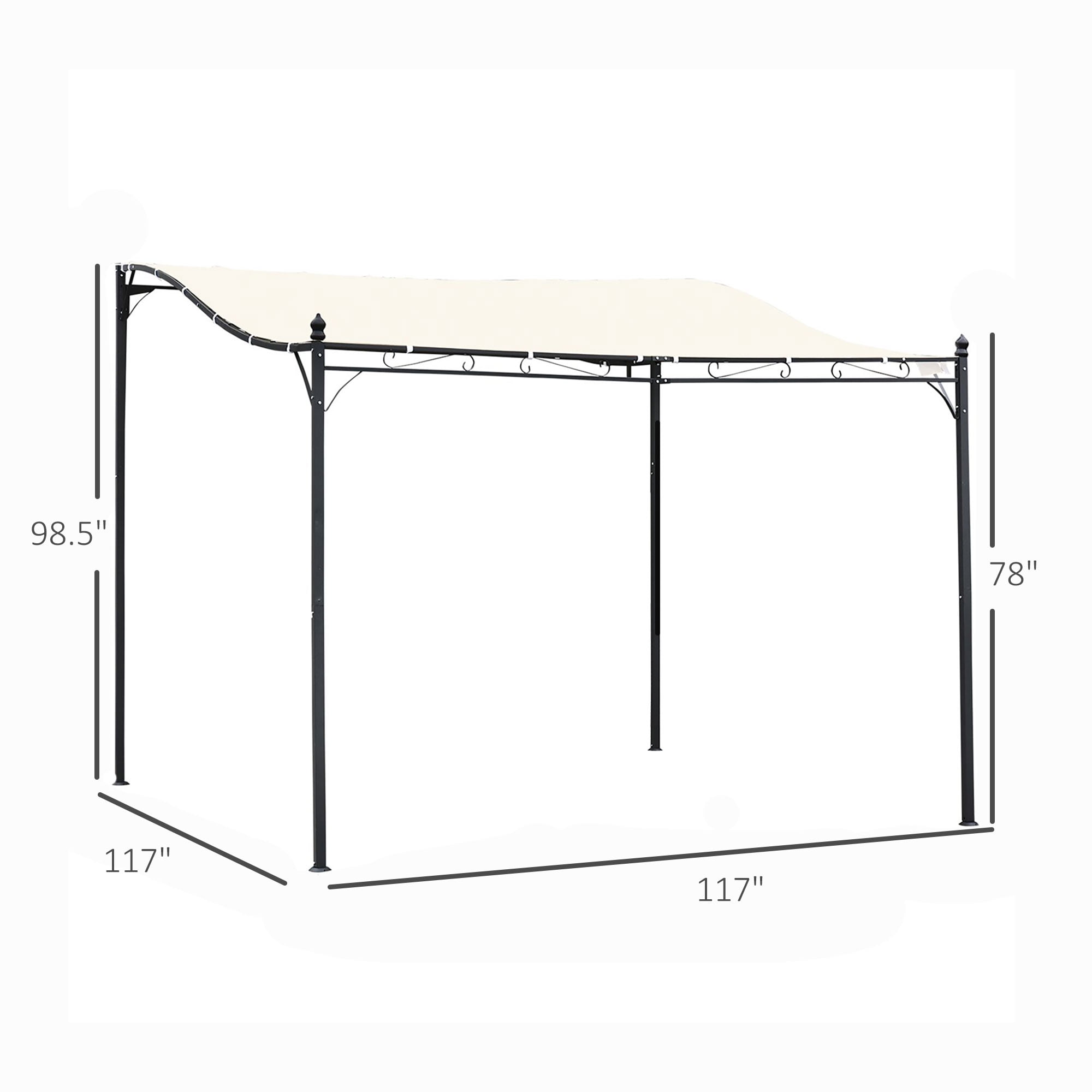 Outsunny 10' x 10' Outdoor Pergola Gazebo, Canopy w/ Drain Holes, Cream