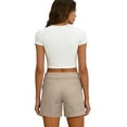 thumbnail image 6 of DORKASM Shorts for Women Bermuda Trendy Casual Summer High Waisted Wide Leg Shorts Ribbed Elastic Waist Comfy Beach Linen Shorts with Pockets Khaki M, 6 of 6