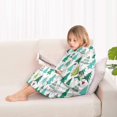 thumbnail image 4 of Green Christmas Tree Pattern Blanket Hoodies for Kids 6-13YR Oversize Wearable Blanket Hoodies for Boys Girls Teens, 4 of 7